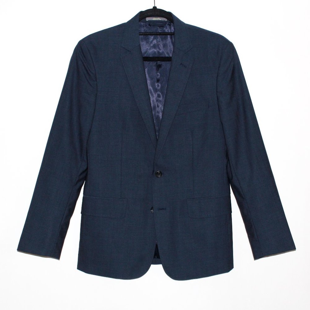C2 By Calibrate Wool/Mohair Double-Vent Blazer in Midnight Blue